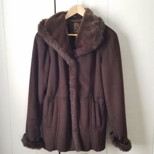 FUDA Faux Suede & Fur Coat